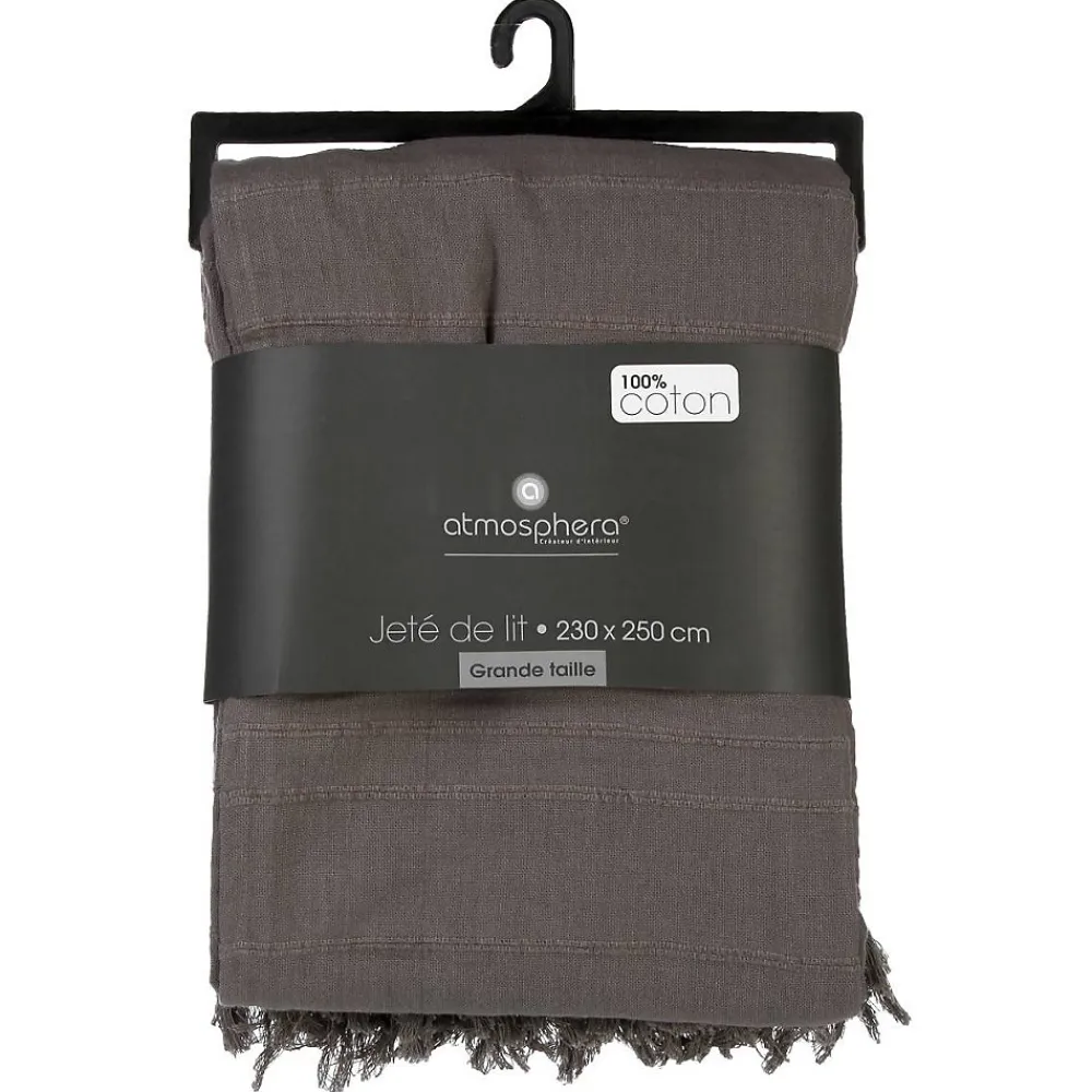 Jeté de lit en coton - gris 230x250 cm - Atmosphera>Atmosphera Créateur D'Intérieur Best