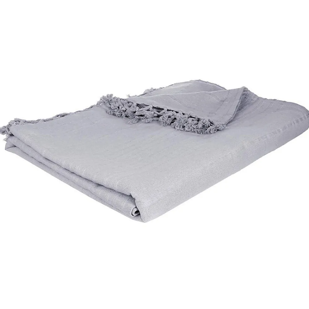 Jeté de lit en coton - gris clair 230x250 cm - Atmosphera>Atmosphera Créateur D'Intérieur Outlet