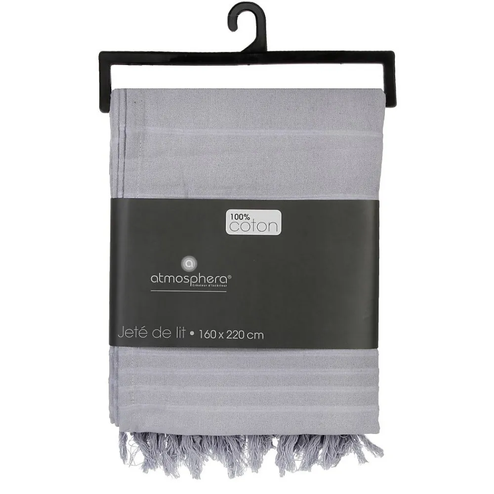 Atmosphera Créateur D'Intérieur Jeté de lit en coton - gris clair 160x220 cm - Atmosphera* Boutis, Couvre-Lit, Édredon