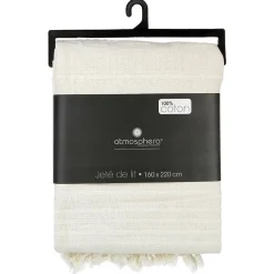 Atmosphera Créateur D'Intérieur Jeté de lit en coton - ivoire 160x220 cm - Atmosphera* Boutis, Couvre-Lit, Édredon