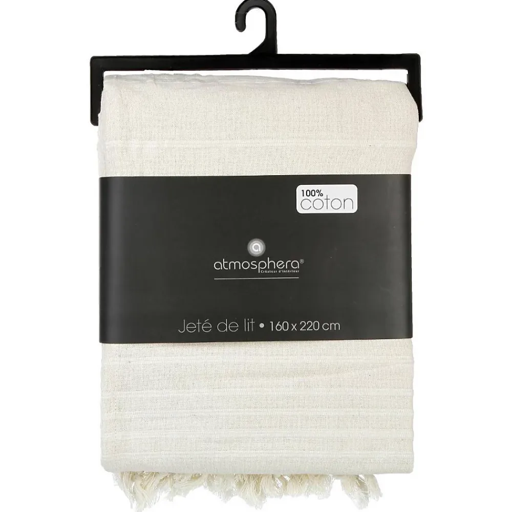 Atmosphera Créateur D'Intérieur Jeté de lit en coton - ivoire 160x220 cm - Atmosphera* Boutis, Couvre-Lit, Édredon