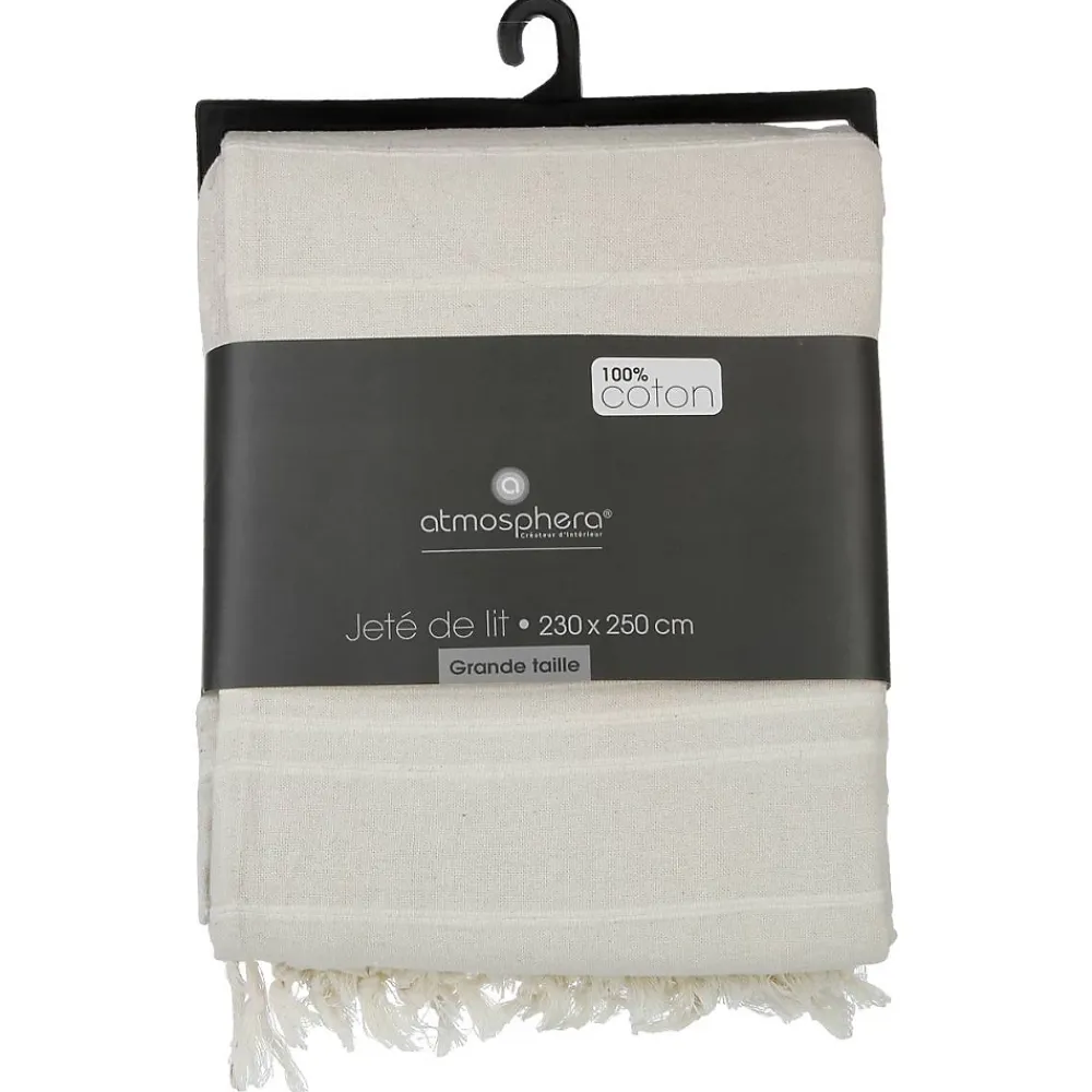 Atmosphera Créateur D'Intérieur Jeté de lit en coton - ivoire 230x250 cm - Atmosphera* Boutis, Couvre-Lit, Édredon
