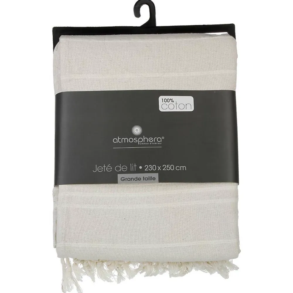 Atmosphera Créateur D'Intérieur Jeté de lit en coton - ivoire 230x250 cm - Atmosphera* Boutis, Couvre-Lit, Édredon
