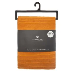 Atmosphera Créateur D'Intérieur Jeté de lit en coton - jaune moutarde 160x220 cm - Atmosphera* Boutis, Couvre-Lit, Édredon