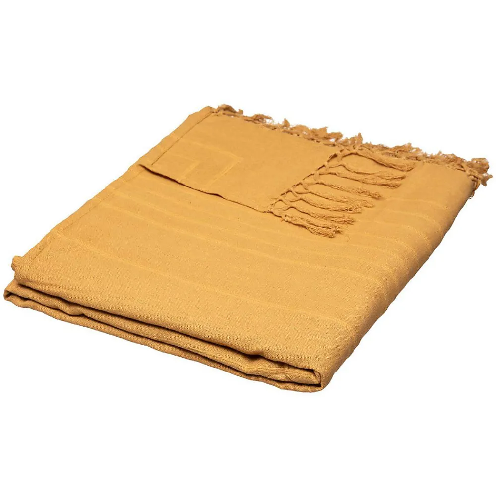 Jeté de lit en coton - jaune moutarde 230x250 cm - Atmosphera>Atmosphera Créateur D'Intérieur Discount