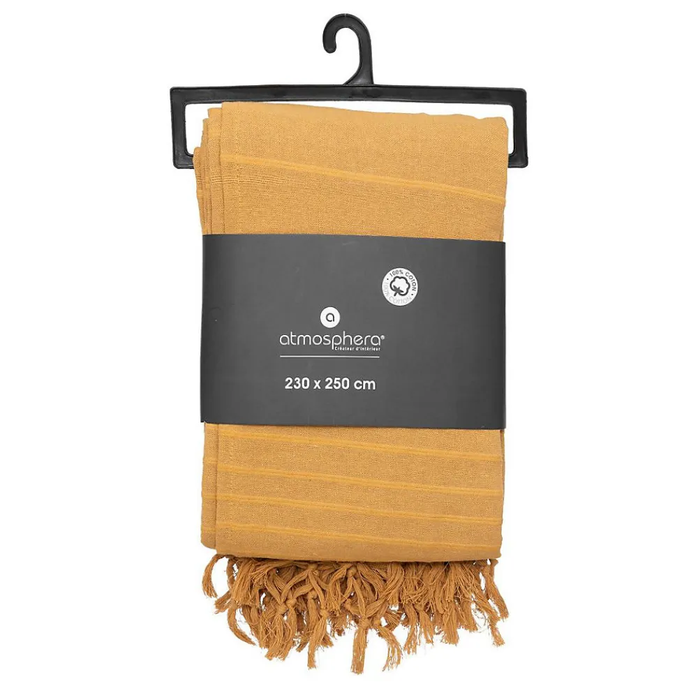 Jeté de lit en coton - jaune moutarde 230x250 cm - Atmosphera>Atmosphera Créateur D'Intérieur Discount