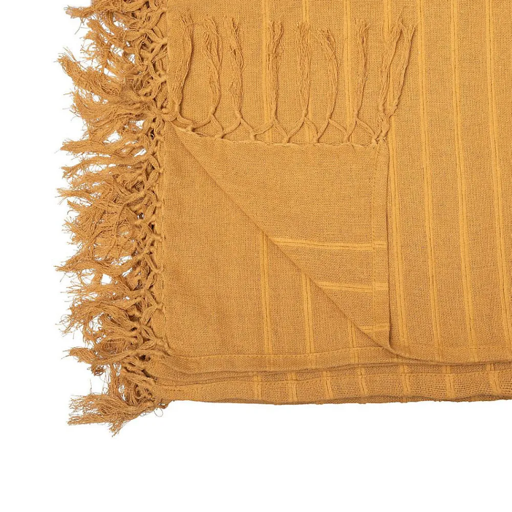 Jeté de lit en coton - jaune moutarde 230x250 cm - Atmosphera>Atmosphera Créateur D'Intérieur Discount