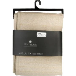 Jeté de lit en coton - lin 160x220 cm - Atmosphera>Atmosphera Créateur D'Intérieur Online
