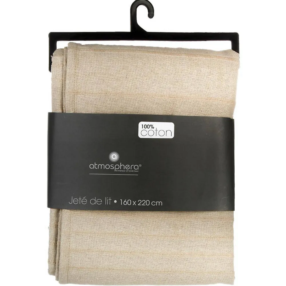 Jeté de lit en coton - lin 160x220 cm - Atmosphera>Atmosphera Créateur D'Intérieur Online