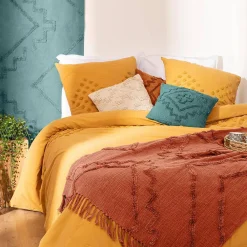 Atmosphera Créateur D'Intérieur Jeté de lit Inca en coton tufté - terracotta 130x180 cm - Atmosphera* Boutis, Couvre-Lit, Édredon