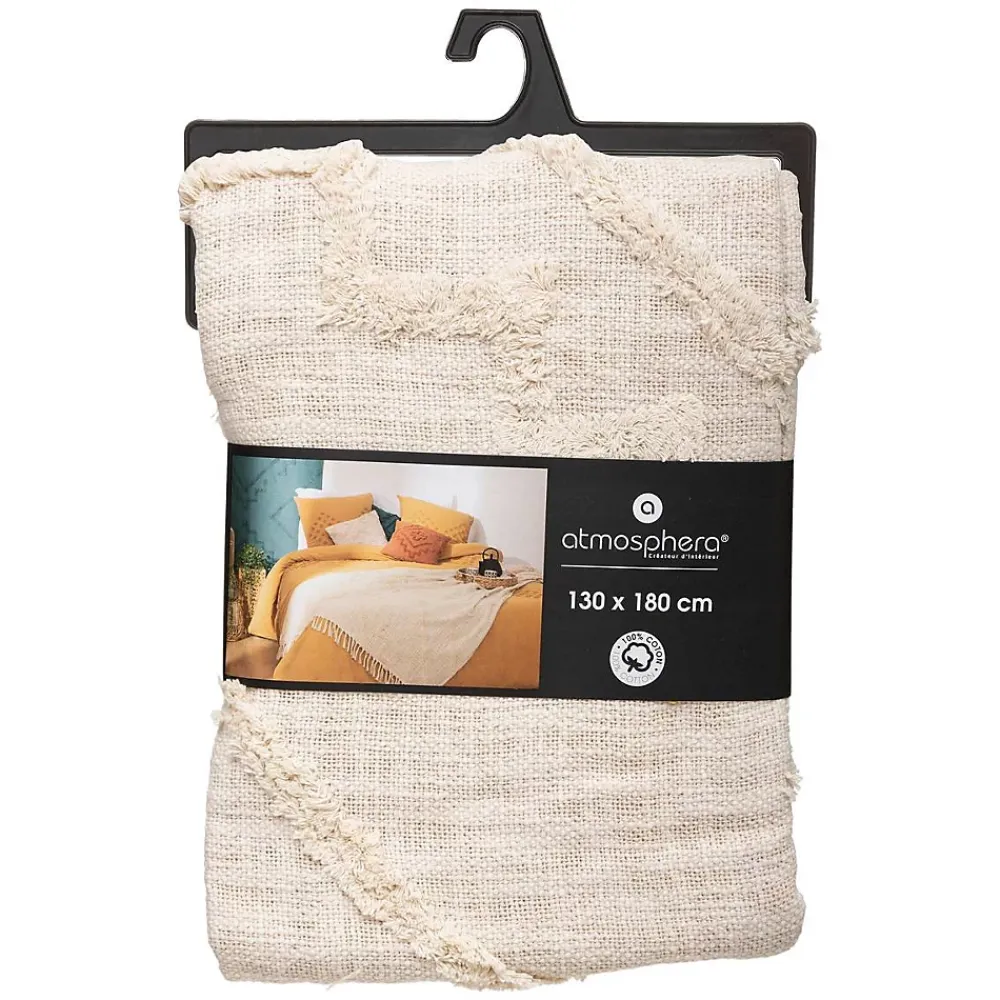Atmosphera Créateur D'Intérieur Jeté de lit Inca en coton tufté - ivoire 130x180 cm - Atmosphera* Boutis, Couvre-Lit, Édredon