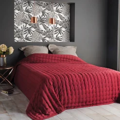 Linder Jeté de lit matelassé et uni (150x200 cm - Rouge)* Boutis, Couvre-Lit, Édredon