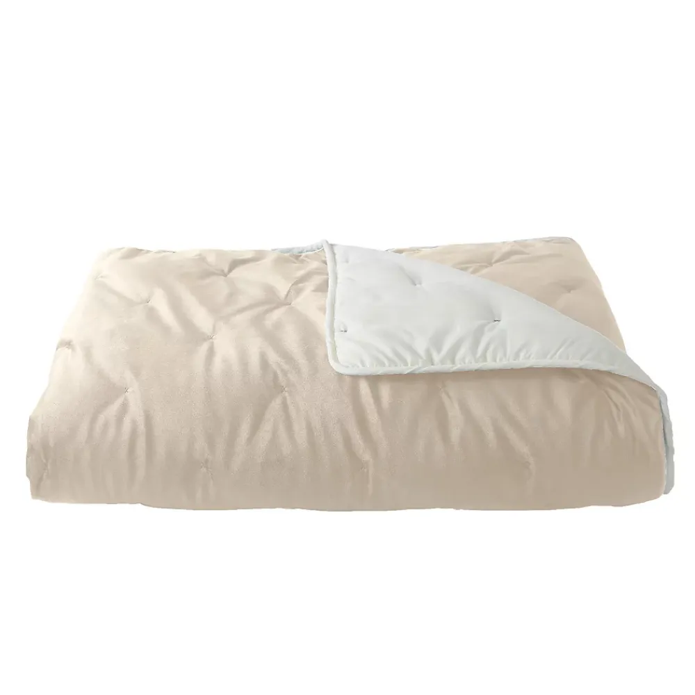 Toison d'Or Jeté de lit réversible en velours et microfibre (150x200 cm - Ivoire)* Boutis, Couvre-Lit, Édredon