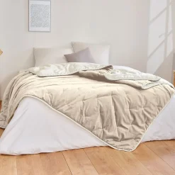 Toison d'Or Jeté de lit réversible en velours et microfibre (150x200 cm - Ivoire)* Boutis, Couvre-Lit, Édredon