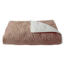 Jeté de lit réversible en velours et microfibre (150x200 cm - Taupe)>Toison d'Or