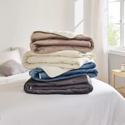 Toison d'Or Jeté de lit réversible en velours et microfibre (150x200 cm - Argent)* Boutis, Couvre-Lit, Édredon