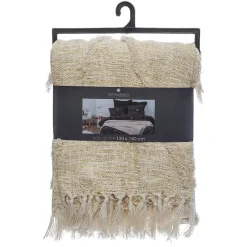 Jeté de lit Shine en coton & lurex - ivoire 130x180 cm - Atmosphera><noscript><img width=