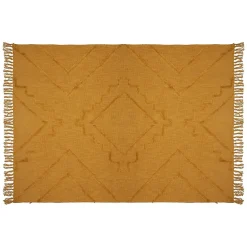 Jeté de lit tufté Inca 130x180 ocre coton><noscript><img width=