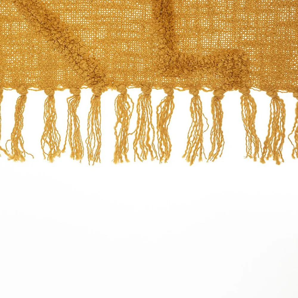 Jeté de lit tufté Inca 130x180 ocre coton>Atmosphera Créateur D'Intérieur Outlet