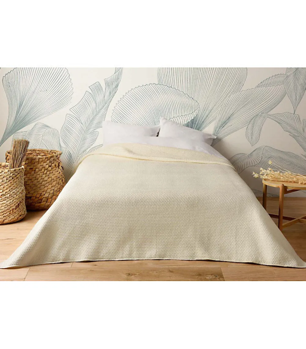 Linder Jeté de lit uni 100% polyester "Hawai" - 180x240cm - Ivoire* Boutis, Couvre-Lit, Édredon