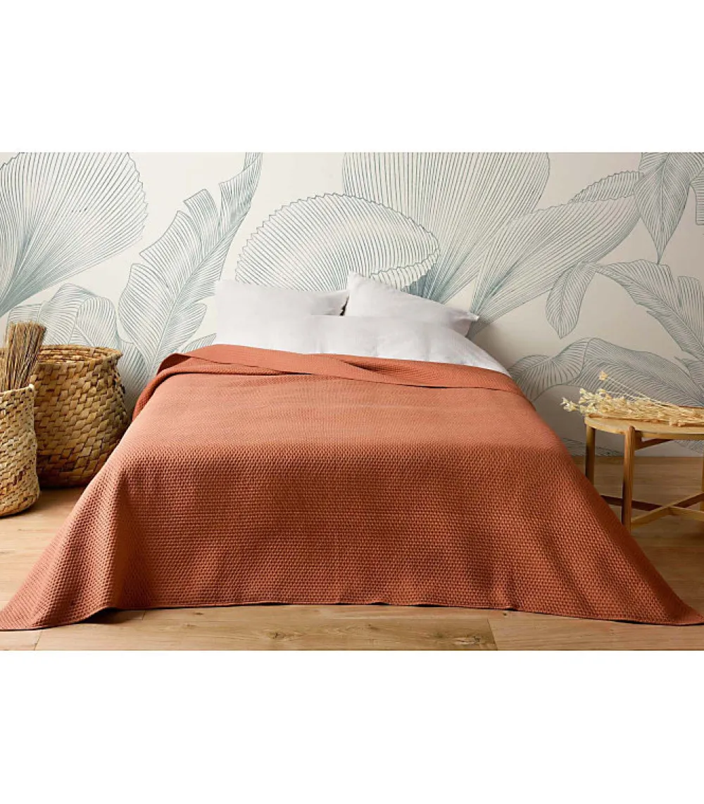 Linder Jeté de lit uni 100% polyester "Hawai" - 230x250cm - Terre cuite* Boutis, Couvre-Lit, Édredon