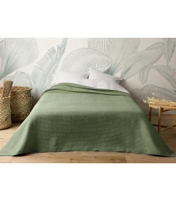 Linder Jeté de lit uni 100% polyester "Hawai" - 180x240cm - Vert kaki* Boutis, Couvre-Lit, Édredon