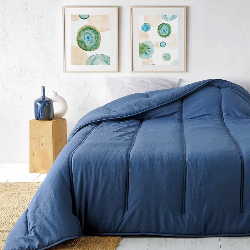 Linder Jeté de lit uni (230x250 cm - Bleu)* Boutis, Couvre-Lit, Édredon