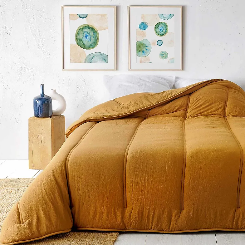 Linder Jeté de lit uni (240x260 cm - Jaune Curry)* Boutis, Couvre-Lit, Édredon