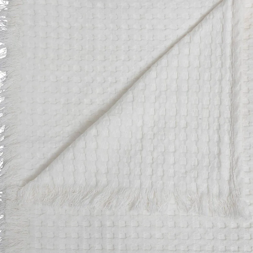 Jeté de lit Widdy coton 130x180cm blanc - Atmosphera>Atmosphera Créateur D'Intérieur Discount
