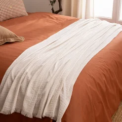 Jeté de lit Widdy coton 130x180cm blanc - Atmosphera><noscript><img width=