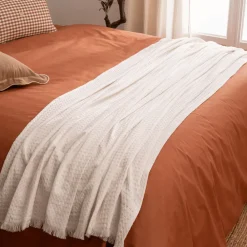 Jeté de lit Widdy coton 130x180cm blanc - Atmosphera><noscript><img width=