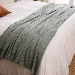 Atmosphera Créateur D'Intérieur Jeté de lit Widdy coton 130x180cm vert céladon - Atmosphera* Boutis, Couvre-Lit, Édredon