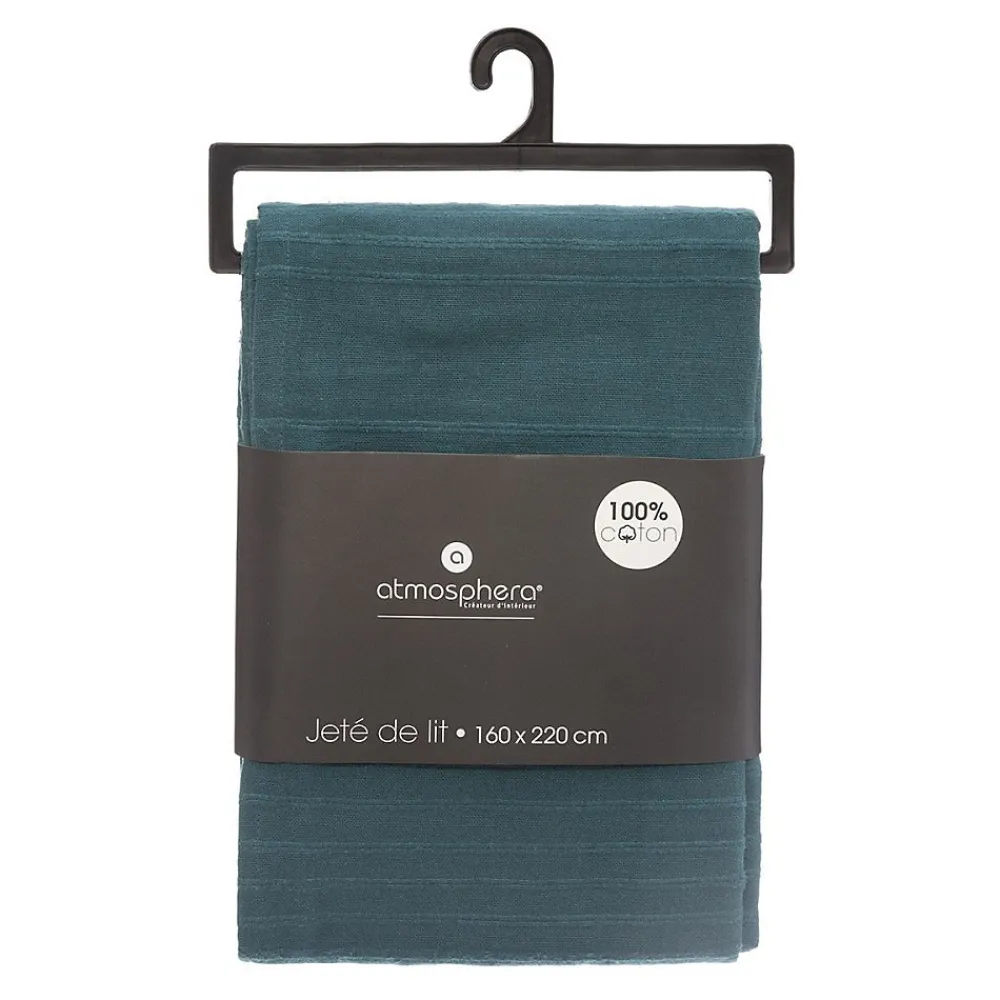 Jeté de lit 160x220 canard coton>Atmosphera Créateur D'Intérieur Discount