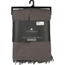 Jeté de lit 230x250 gris coton><noscript><img width=