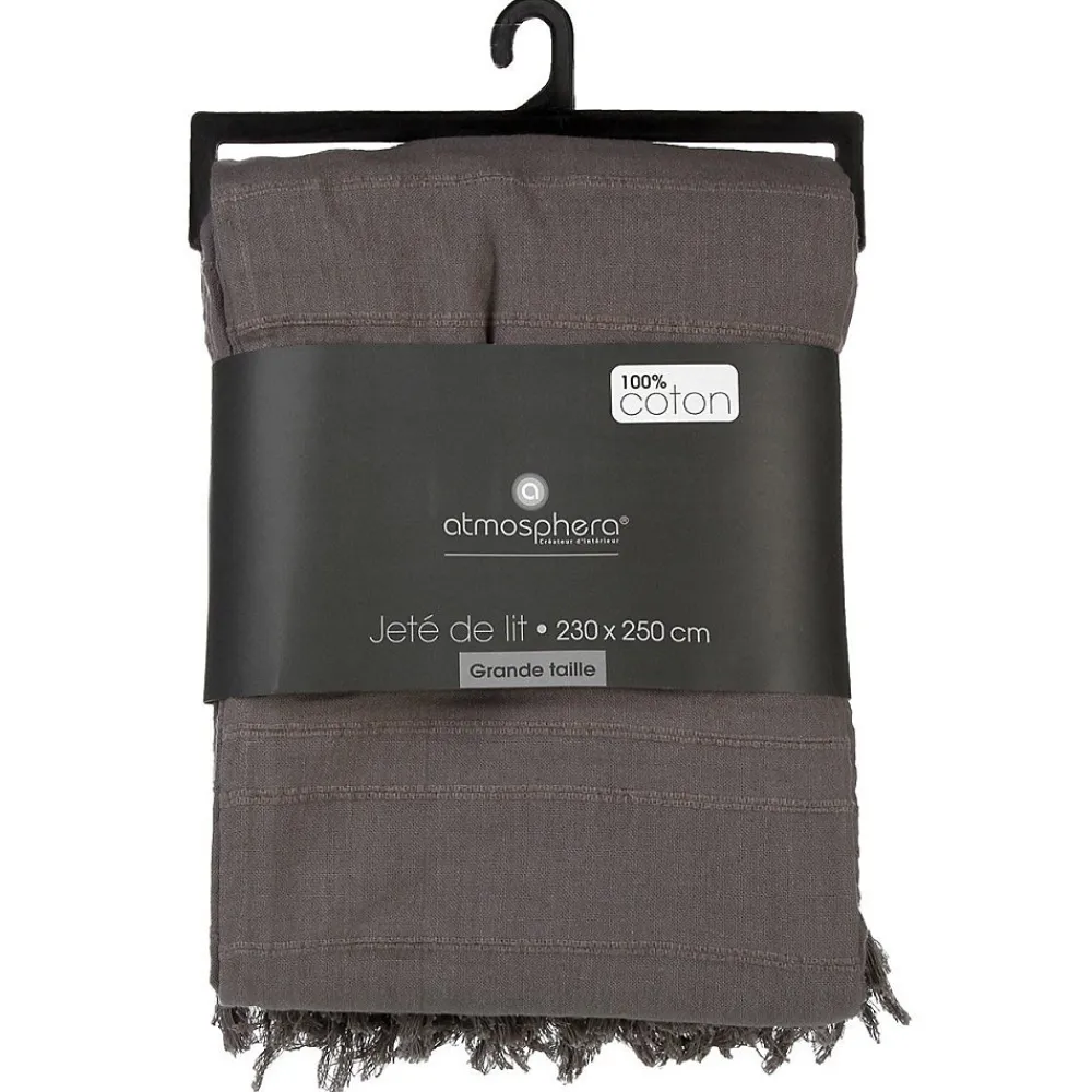 Jeté de lit 230x250 gris coton>Atmosphera Créateur D'Intérieur Sale