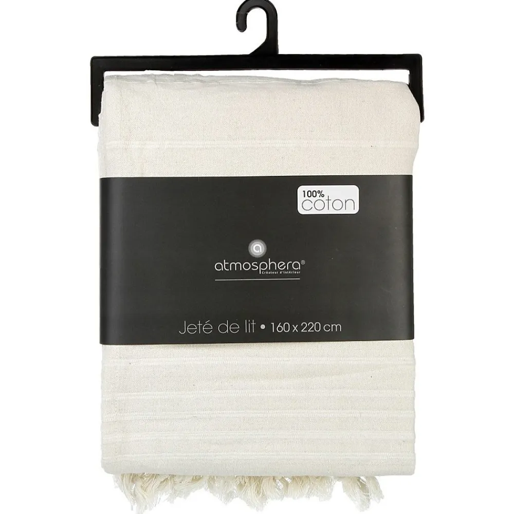 Jeté de lit 160x220 ivoire coton>Atmosphera Créateur D'Intérieur Clearance