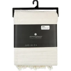 Atmosphera Créateur D'Intérieur Jeté de lit 230x250 ivoire coton* Boutis, Couvre-Lit, Édredon