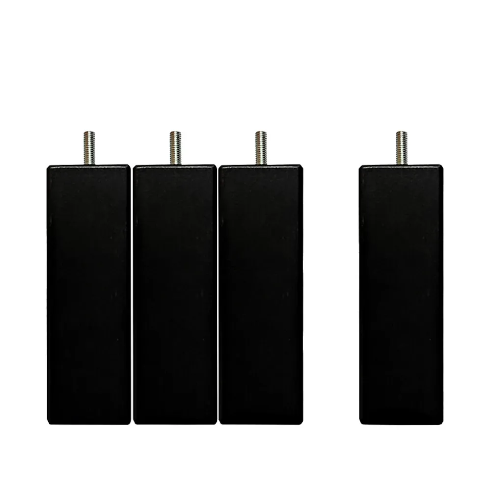 Bellecour Jeu de 4 pieds de lit carrés en bois Noirs Hauteur 10 cm* Pied De Lit
