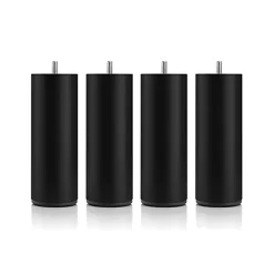 Bellecour Jeu de pieds de lit cylindriques en métal Noirs Hauteur 16 cm (lot de 4)* Pied De Lit