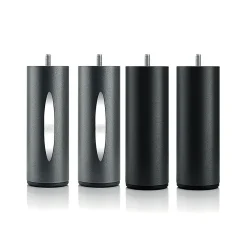 Jeu de pieds de lit cylindriques Hauteur 16 cm (2 lumineux + 2 métal Noirs)>Bellecour Online