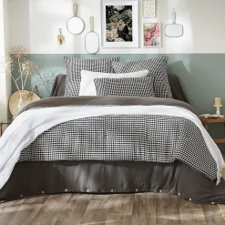 Altobuy JOEL - Chemin de Lit 90x200cm Gaze de Coton Vichy Coloris Truffe* Boutis, Couvre-Lit, Édredon