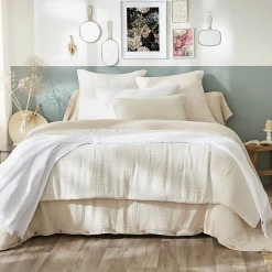 JOEL - Chemin de Lit 90x200cm Gaze de Coton Vichy Coloris Pampa>Altobuy Online