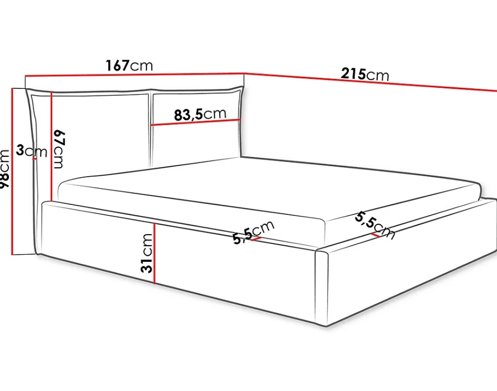 Best Mobilier John - lit coffre - 140x200 cm - en velours - sommier inclus -* Lit Coffre