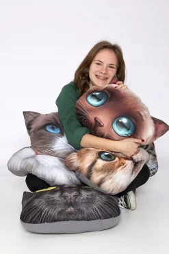 Kadax Coussin à motif imprimé mascotte chat 30x45 cm* Oreiller Moelleux