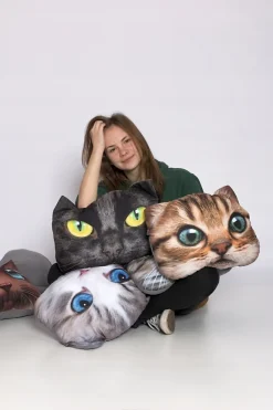 Kadax Coussin à motif imprimé mascotte chat 30x45 cm* Oreiller Moelleux