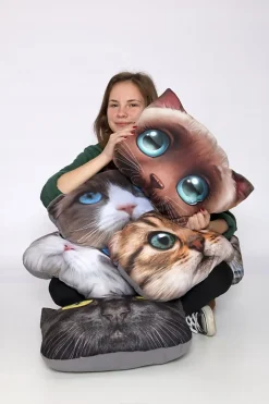 Kadax Coussin à motif imprimé mascotte chat 30x45 cm* Oreiller Moelleux