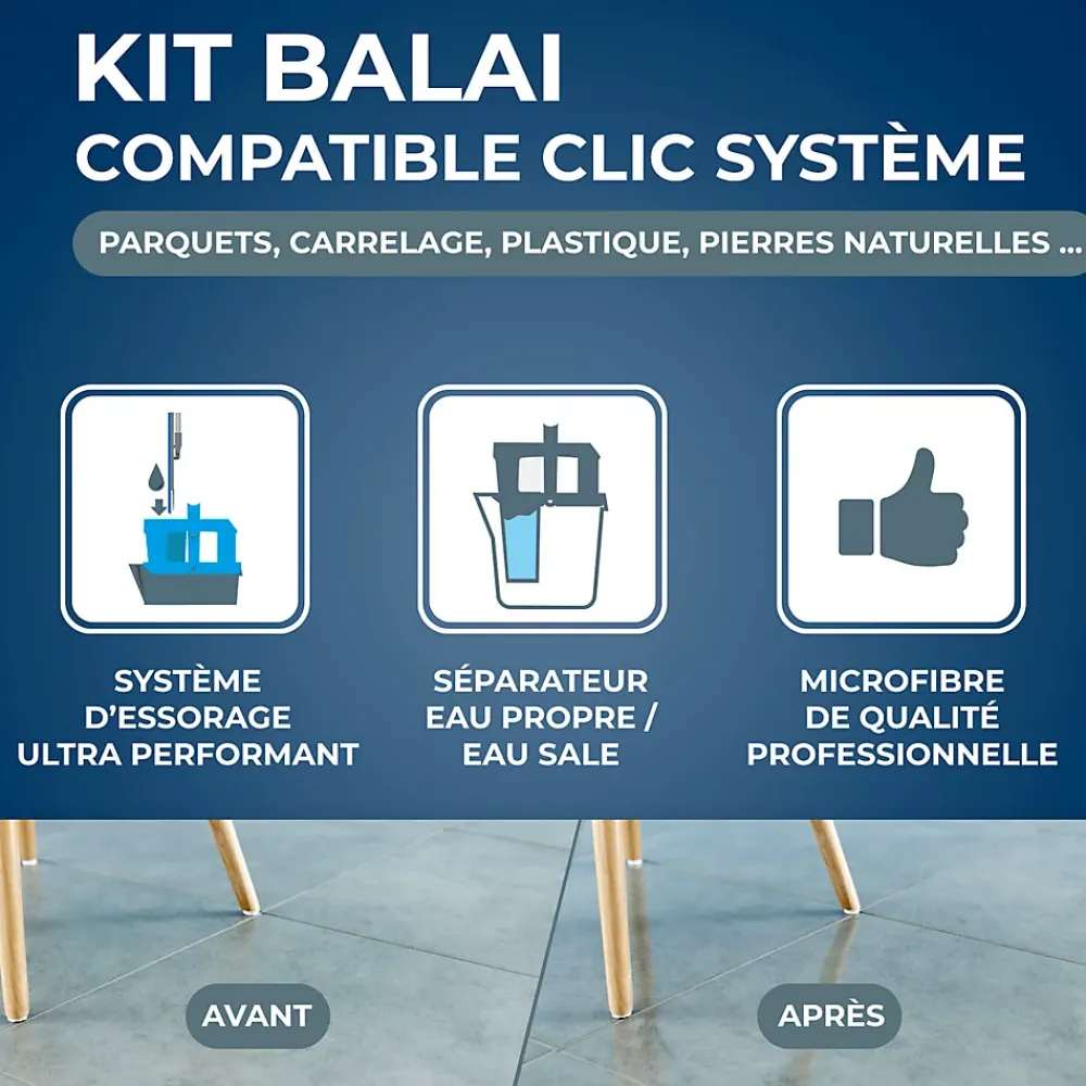 Starwax Kit balai mains sèches compatible clic système* Seau, Bassine, Récipient De Ménage