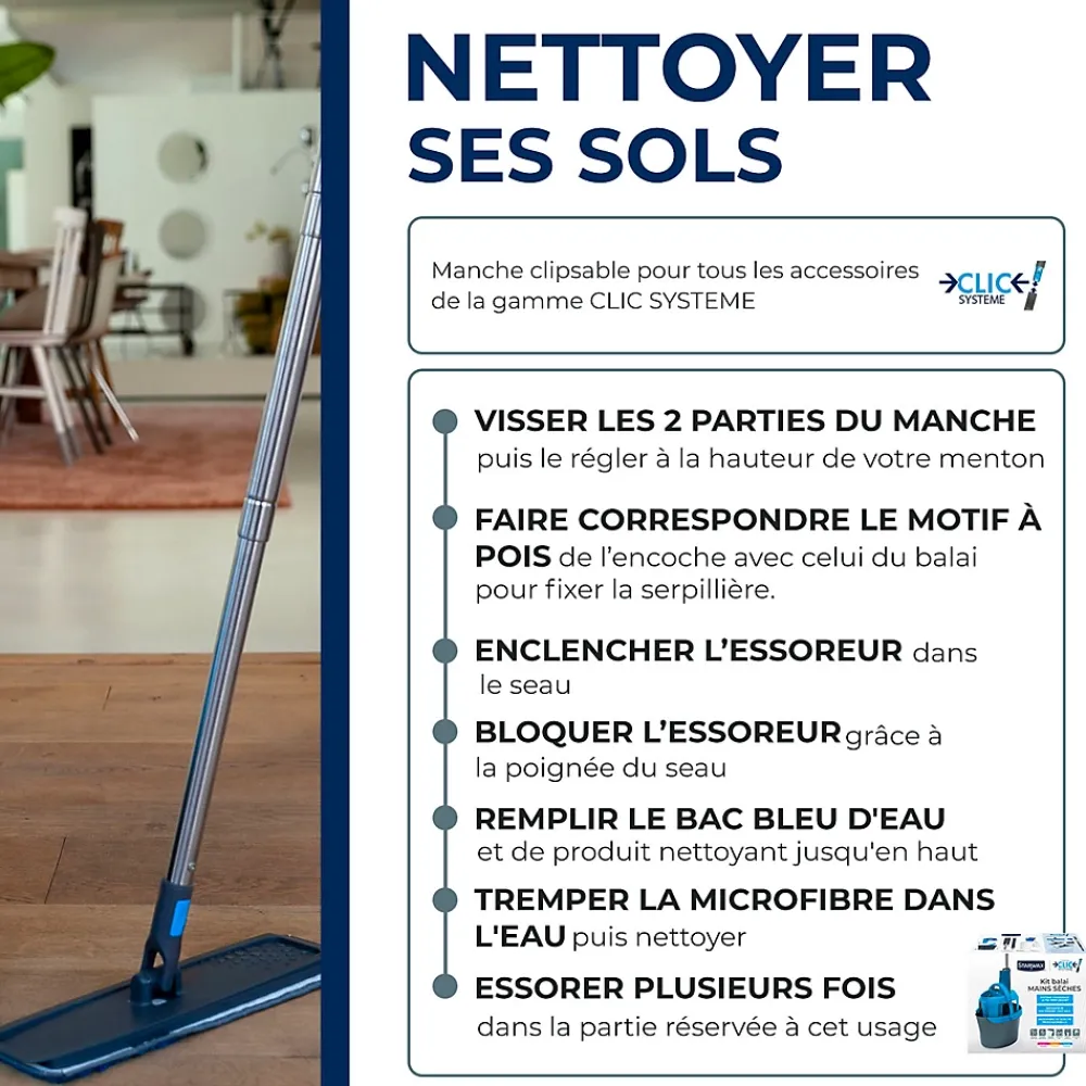 Starwax Kit balai mains sèches compatible clic système* Seau, Bassine, Récipient De Ménage
