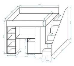 KONKRET 14 Lit superposé 247/165/120 (béton/blanc)><noscript><img width=