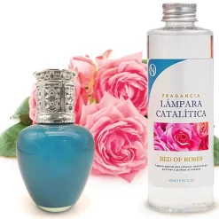 Mamamanuela Lampe catalytique Aqua Marina + Parfum Bed of Roses 500 ml - Élimine les mauvaises odeurs, parfume et améliore la qualité de l'air* Désodorisant Et Parfum D'Ambiance